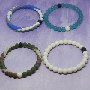 Lokai Set Of 4 Bracelets Camo-Blue Swirl-Blue-White